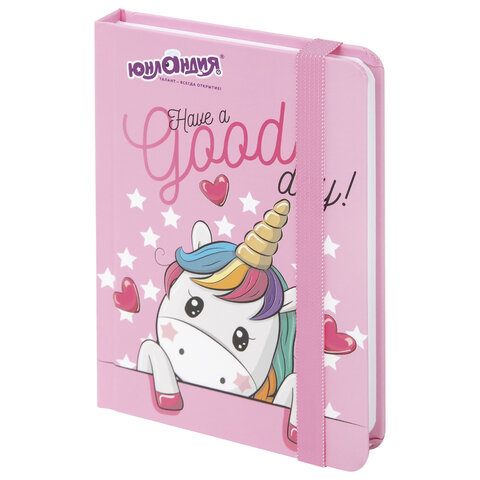 Блокнот с резинкой в клетку 96л, МАЛЫЙ ФОРМАТ А6 109х148, твердая обложка, ЮНЛАНДИЯ, Unicorn, 113742