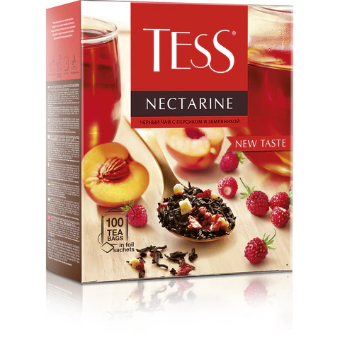 Чай TESS "Nectarine" черный с персиком и земляникой, 100 пакетиков в конвертах по 1,8 г, 1988-09 624520 - МСК «Форвард»