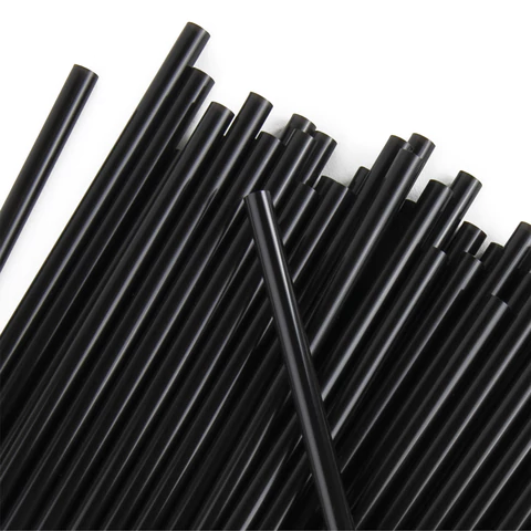 Трубочки для коктейлей прямые, пластиковые, 5 х 210 мм, черные, КОМПЛЕКТ 250 штук, LAIMA, 608354 - МСК «Форвард»