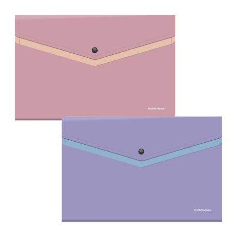 Папка-конверт с кнопкой ERICH KRAUSE "Soft Manga", А4, до 120 л., с карманом, ассорти, 0,18 мм, 61151 272929 - МСК «Форвард»