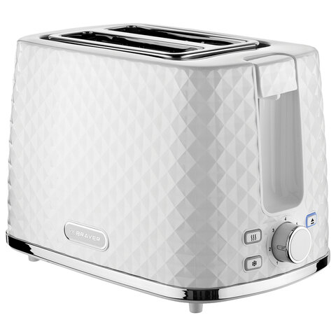 Тостер BRAYER BR2101, 930 Вт, 2 тоста, 7 режимов, пластик, белый 456605 - МСК «Форвард»