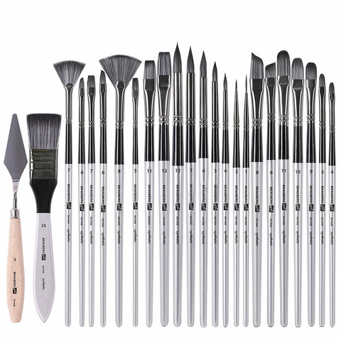 Кисти художественные набор 23 шт., синтетика с мастихином, в пенале, BRAUBERG ART DEBUT, 201048 - МСК «Форвард»