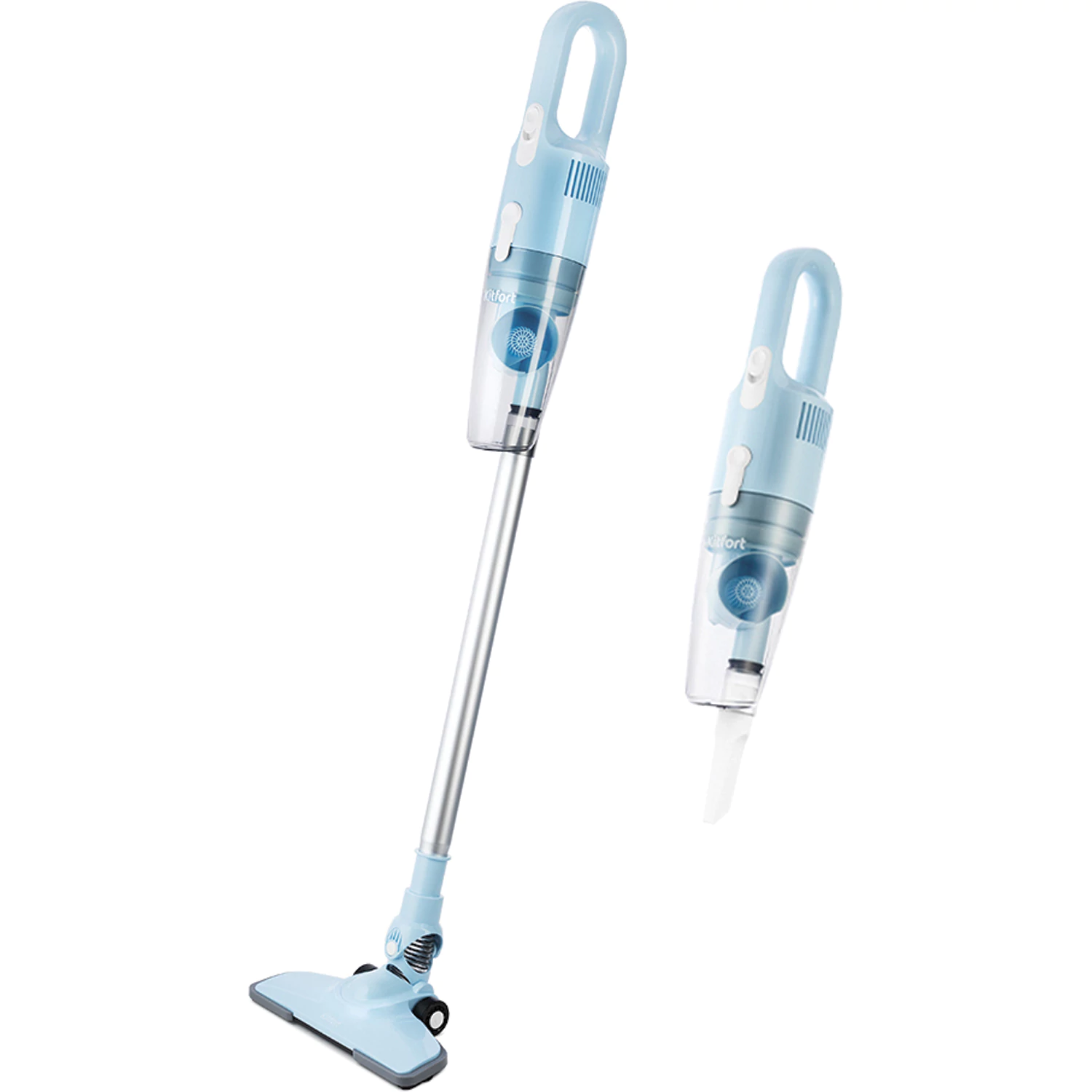Пылесос вертикальный KITFORT KT-586-2, потребляемая мощность 600 Вт, циклонный фильтр 1,2 л, голубой 454806