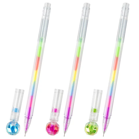 Ручка с топпером гелевая КОМПЛЕКТ 12ШТ ЮНЛАНДИЯ Хрустальный шар,ассорти, РАДУЖНЫЕ чернила, игольчатый 0,7мм,143785