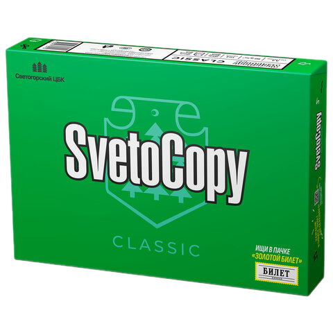 Бумага офисная А4, 80г/м2, 500л, марка С, SVETOCOPY CLASSIC ( СветоКопи), Россия, 146%(CIE) 