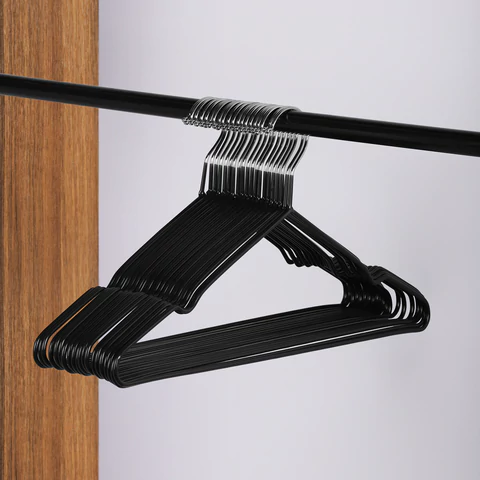 Вешалки-плечики для одежды, размер 48-50, металл, антискользящие, КОМПЛЕКТ 20 шт., черные, BRABIX PREMIUM, 608468 - МСК «Форвард»