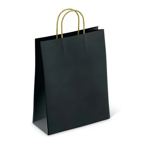 Крафт-пакет бумажный "Black" 26х15х35 см, КОМПЛЕКТ 25ШТ с кручеными ручками, плотность 80 г/м2, моноцвет, 112429 701004