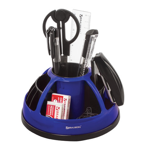 Канцелярский набор BRAUBERG "ULTRA", 10 предметов, вращающаяся конструкция, черно-синий, 231930 - МСК «Форвард»