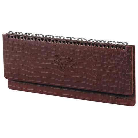 Планинг датированный 2026 305х140 мм BRAUBERG "Comodo", под кожу, темно-коричневый, 117222