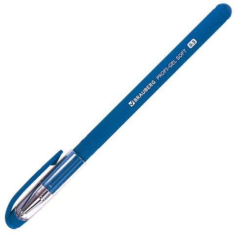 Ручка гелевая BRAUBERG "Profi-Gel SOFT", СИНЯЯ, линия письма 0,4 мм, стандартный наконечник 0,5 мм, прорезиненный корпус SOFT-TOUCH, 144130 - МСК «Форвард»