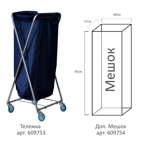 Тележка уборочная Eco-Force HOTEL (отель, кафе, столовые, офис) бельё/мусор, держатель для мешка, мешок, 26EF/5 609753 - МСК «Форвард»