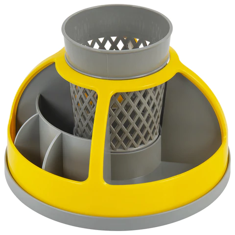 Подставка-органайзер STAFF "Attraction", 9 отделений, вращающаяся, серая/желтая, 238318 - МСК «Форвард»