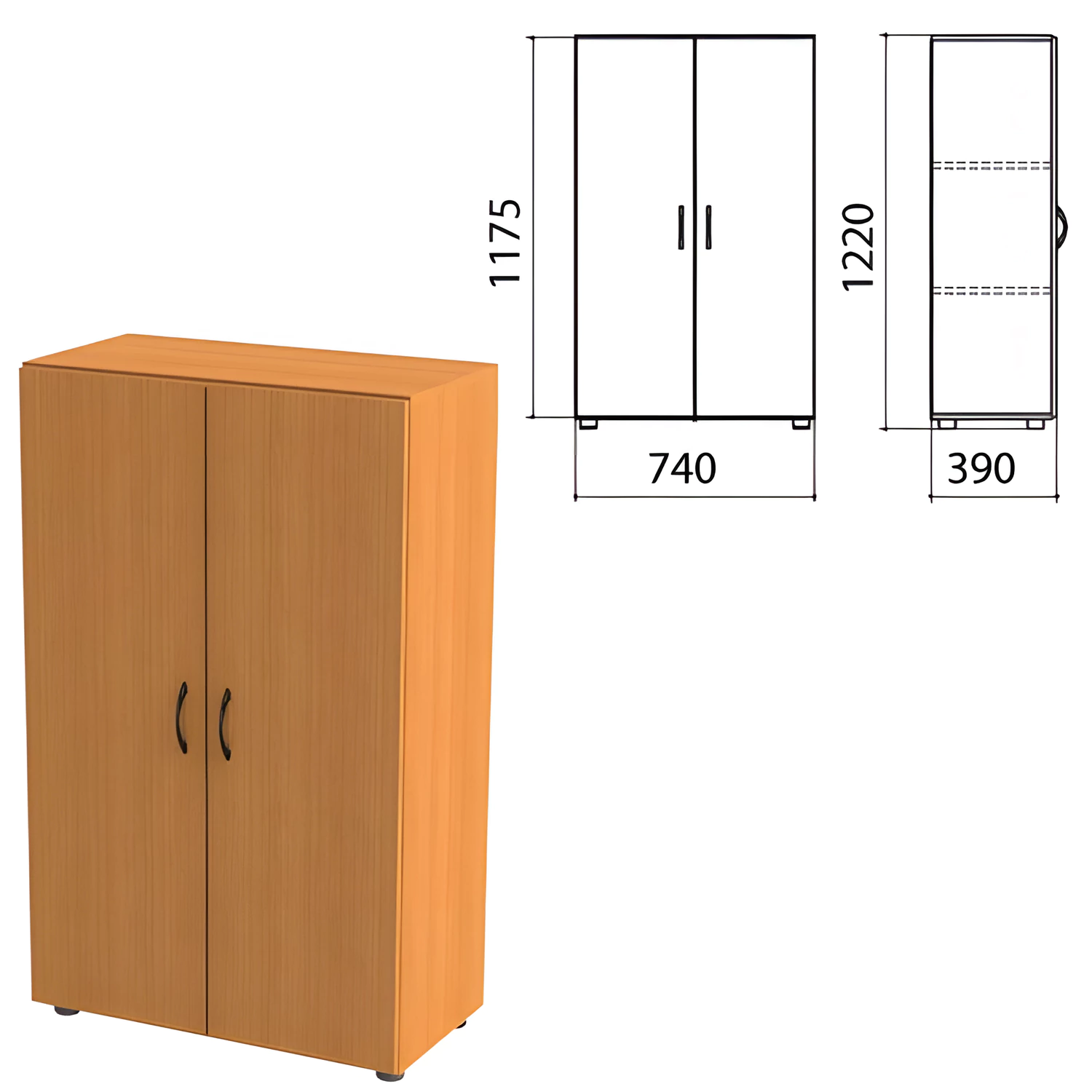 Шкаф закрытый "Фея", 740х390х1220мм, цвет орех милан (КОМПЛЕКТ)  980044