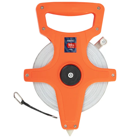 Рулетка геодезическая 50 м х 13 мм, лента фибергласс, открытый корпус, RABBITEX (РАББИТЕКС), 671368 - МСК «Форвард»