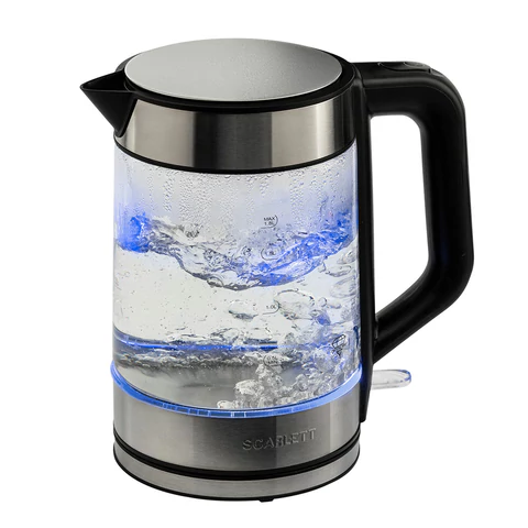 Чайник SCARLETT SC-EK27G101, 1,8 л, 2200 Вт, закрытый нагревательный элемент, стекло, черный 455911 - МСК «Форвард»