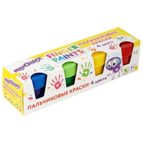 Краски пальчиковые для малышей от 1 года, классические цвета, 4 по 35 мл, ЮНЛАНДИЯ, 192568 - МСК «Форвард»