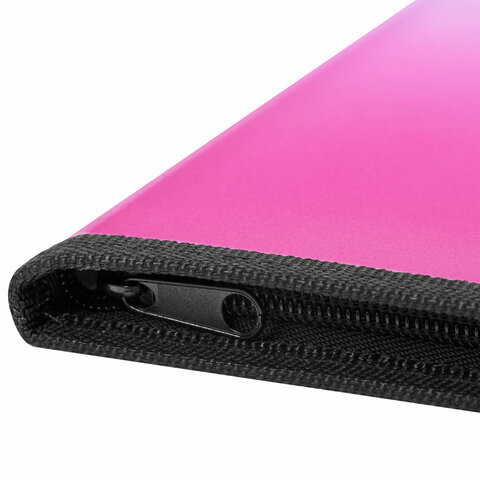 Папка объемная на молнии пластиковая BRAUBERG "Grade", А4, 330х240 мм, 600 мкм, розово-голубой градиент, 271975 - МСК «Форвард»