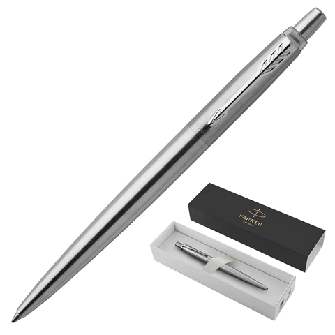 Ручка шариковая PARKER Jotter Core Stainless Steel CT, корпус серебро, детали хром, синяя, 1953170 142378