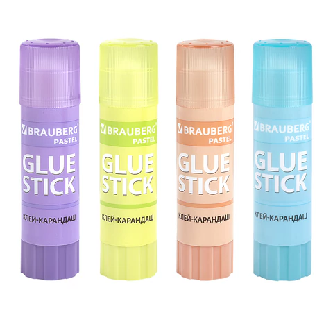 Клей-карандаш 15 г, ВЫГОДНАЯ УПАКОВКА, BRAUBERG PASTEL, 4 штуки на блистере, PVP-основа, 271250 - МСК «Форвард»