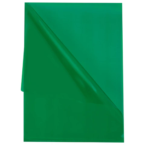 Папка-уголок прозрачная А4 BRAUBERG UNIVERSAL, зеленая, 0,10 мм, со штрихкодом, 273048 - МСК «Форвард»