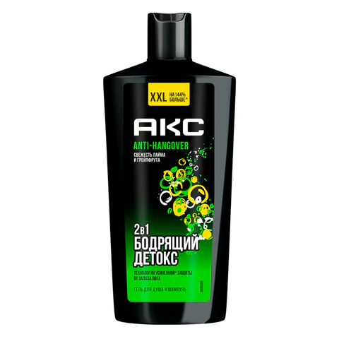 Шампунь + гель для душа мужской, 610 мл, АКС "Anti hangover" 2 в 1, грейпфрут и лайм 609825 - МСК «Форвард»