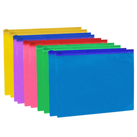 Папка-конверт на молнии А4 (230х333 мм), ПВХ, цвет ассорти с блестками, 0,15 мм, STAFF, 274079 - МСК «Форвард»