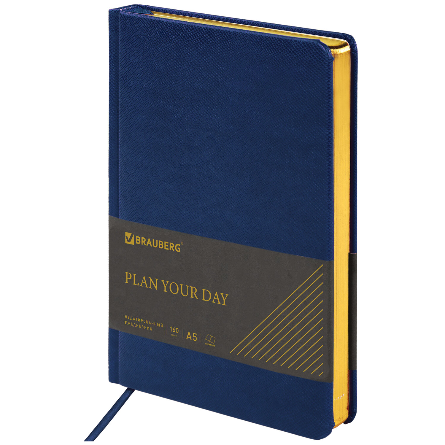 Ежедневник недатированный А5 138х213мм BRAUBERG Iguana под кожу, 160л, темно-синий, 125091