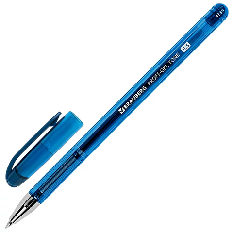 Ручка гелевая BRAUBERG "Profi-Gel TONE", СИНЯЯ, линия письма 0,4 мм, стандартный наконечник 0,5 мм, тонированный корпус, 144128 - МСК «Форвард»