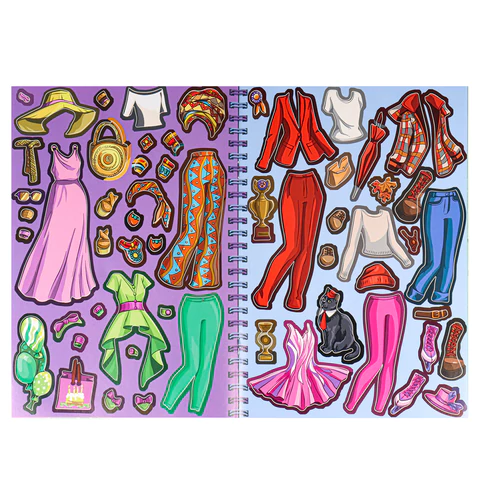 Книжка-пособие МОДНЫЙ АЛЬБОМ ДЛЯ ДЕВОЧЕК, 195х276 мм, 10 страниц, + 4 страницы наклеек, цветной внутренний блок, BK 691017 - МСК «Форвард»