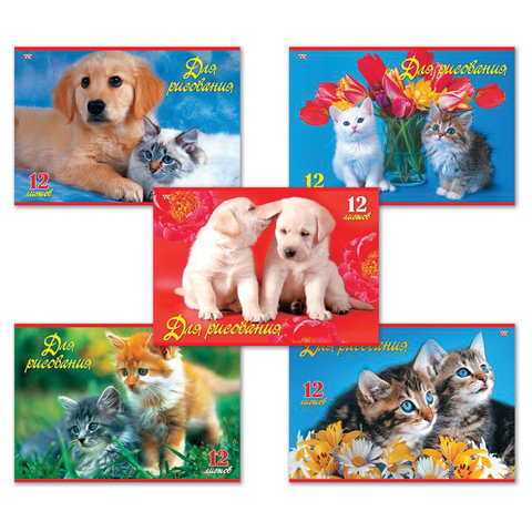 Альбом д/рис. А4 12л., скоба, обложка офсет, HATBER VK, 205х290мм, Верные друзья, 12А4C(A140673) A14 103399