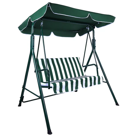Качели садовые DASWERK (ДАСВЕРК) "RELAX SC-001", 2 места, Ш140хГ110хВ153 см, мягкое сиденье, зеленый/белый,680050 