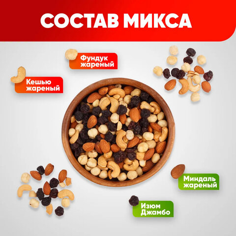 Орехи жареные в банке "МИКС Энергия", кешью, фундук, миндаль, изюм, 1 кг, NARMAK 622756 - МСК «Форвард»