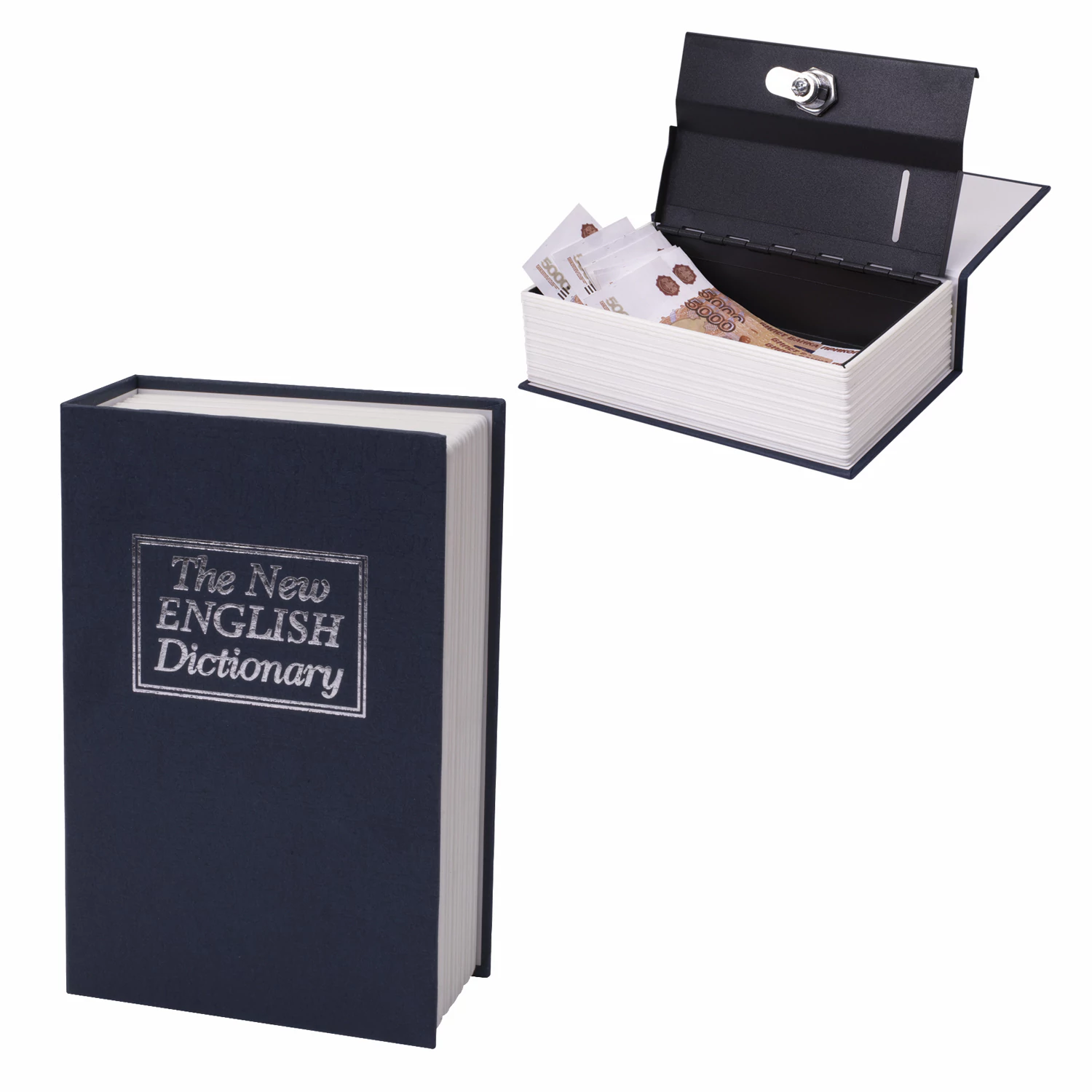 Сейф-книга "Английский словарь", 55*155*240мм, ключевой замок, темно-синий, BRAUBERG, 291178