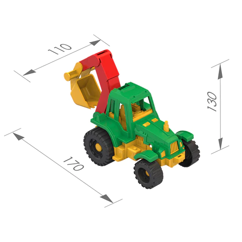 Трактор игрушечный с ковшом "Ижора", пластиковый, 20,8x11,1x11 см, НОРДПЛАСТ, 150 666497 - МСК «Форвард»
