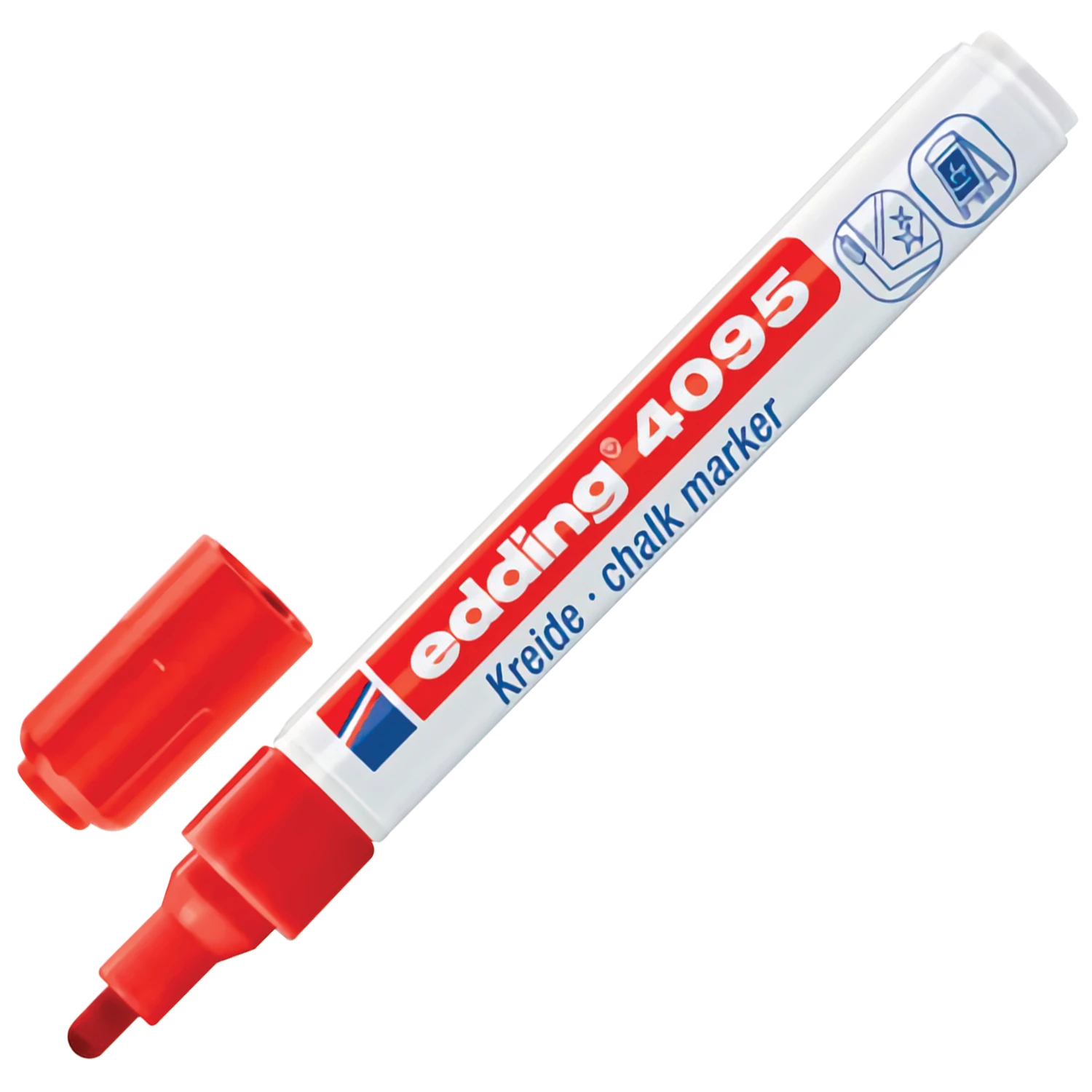 Маркер меловой EDDING 4095, 2-3 мм, КРАСНЫЙ, влагостираемый, для гладких поверхностей, E-4095/2 151330