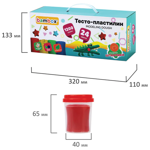 Тесто-пластилин для лепки СУПЕР ПЛАСТИЧНОЕ, 24 цвета, 1200 г, крышки-штампики, BAMBOX (БАМБОКС), 107249 - МСК «Форвард»