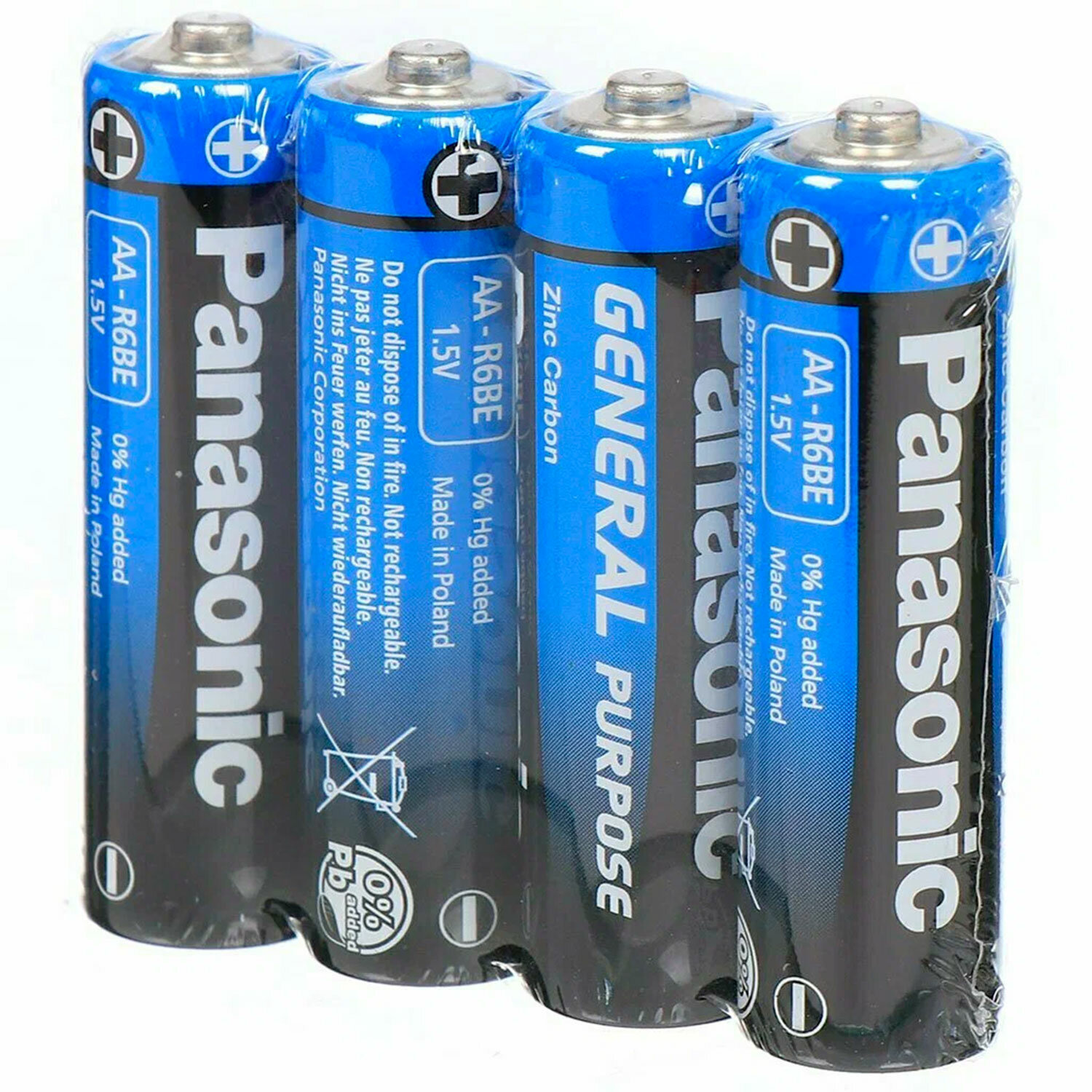 Батарейки КОМПЛЕКТ 4 шт, PANASONIC AA R6 (316), солевые, пальчиковые, в пленке, 1.5В 316 450408