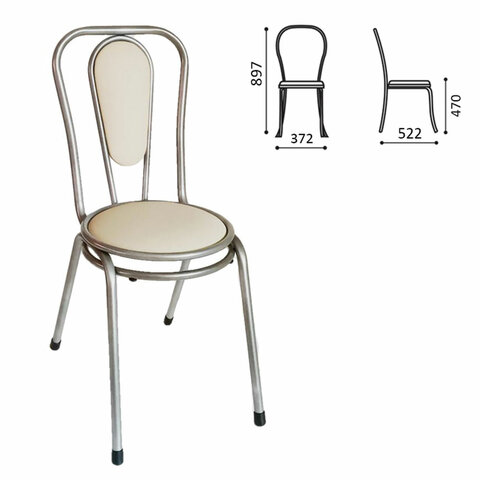 Стул для столовых, кафе, дома COMFUR РС06, серебристый каркас, кожзам бежевый 532045 - МСК «Форвард»