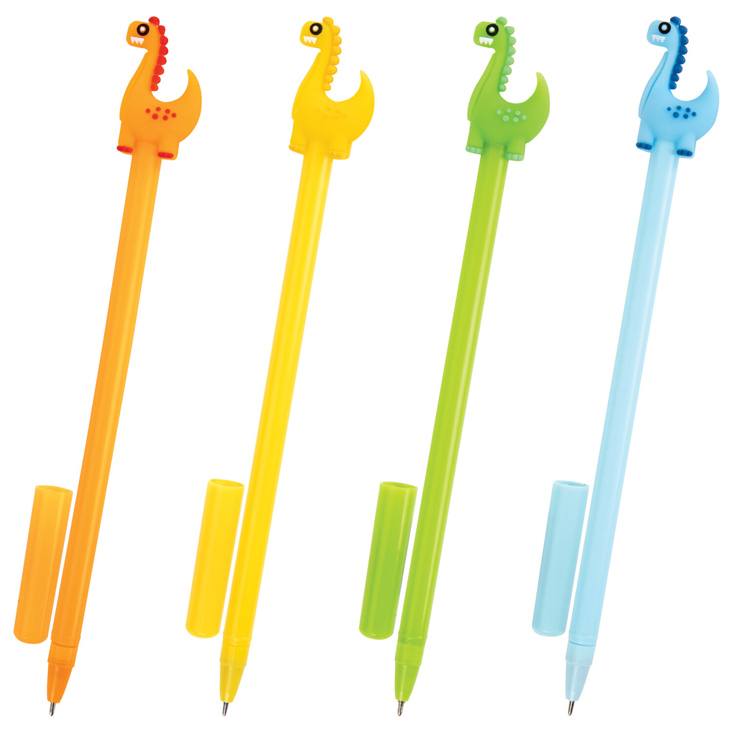 Ручка с топпером шариковая ЮНЛАНДИЯ "Динозаврик", корпус ассорти, СИНЯЯ, узел 0,7мм, КОМПЛЕКТ 12шт. 143809