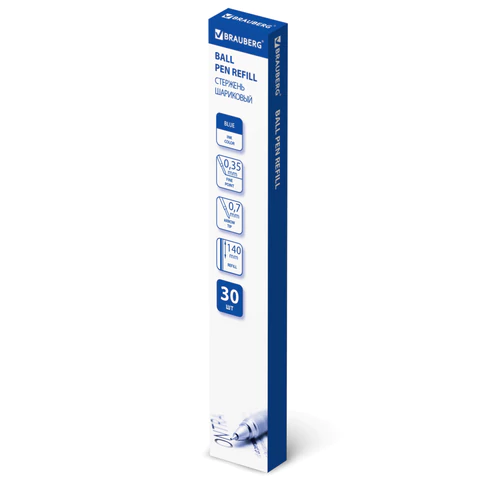 Стержень шариковый BRAUBERG "BP-GT", 140 мм, СИНИЙ, евронаконечник 0,7 мм, линия письма 0,35 мм, 170394 - МСК «Форвард»