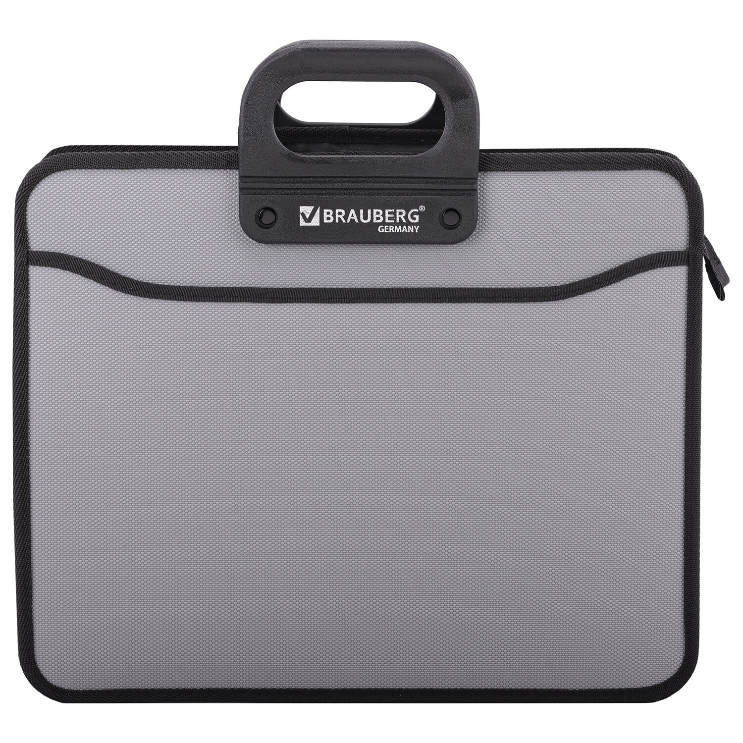 Папка-портфель пласт. BRAUBERG ПРЕМЬЕР А4 (390х315х120мм), 3 отделения, фактура бисер, серый,223083