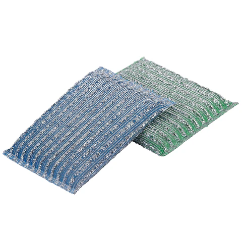 Губка-скрабер 13х8,5х1,5 см, поролон + абразивная оплетка, КОМПЛЕКТ 2 штуки, посуда, уборка, LAIMA, 700057 - МСК «Форвард»