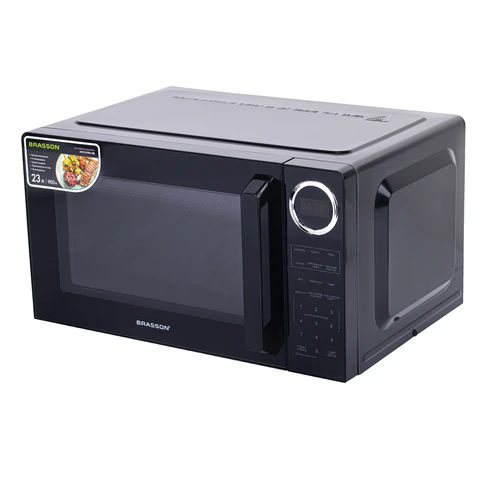 Микроволновая печь BRASSON (БРАССОН) MW2390D-6BL, 23 л, 900 Вт, сенсорное управление, дисплей, таймер, 6 АВТОПРОГРАММ, черная, 454980