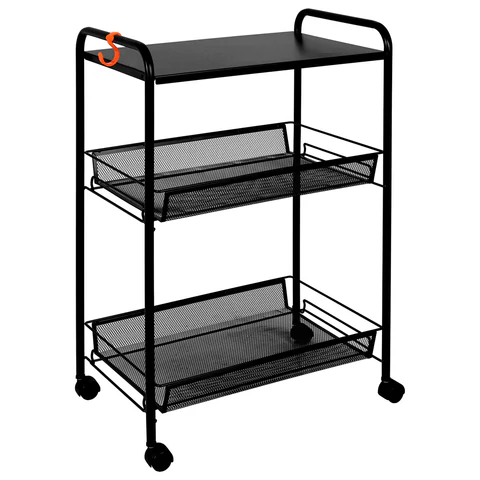 Этажерка офисно-бытовая "Ладья-33КС", 650х450х300 мм, 2 яруса + столик, металл, черная, Э 356 Ч 700932 - МСК «Форвард»