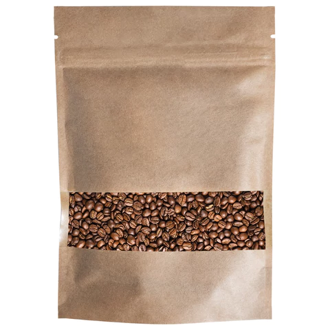 Пакет дой-пак с замком ZIP LOCK, крафт с окном 60 мм, 200х300 + 50 мм, 100 штук, 150 мкм, BRAUBERG, 700694 - МСК «Форвард»