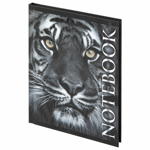 Блокнот МАЛЫЙ ФОРМАТ 110х147мм, А6, 80л, твердый, клетка, выборочный лак, BRAUBERG, Тигровый, 123244