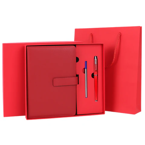 Ежедневник в подарочном наборе 5 в 1, А5, 145x212 мм, BRAUBERG "President", под кожу, 160 листов, красный, 116851 - МСК «Форвард»