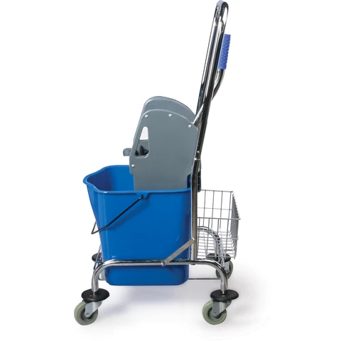 Тележка уборочная BRABIX, 1 съемное ведро 25 л, механический отжим, корзина, металлический каркас, синяя, 601498 - МСК «Форвард»
