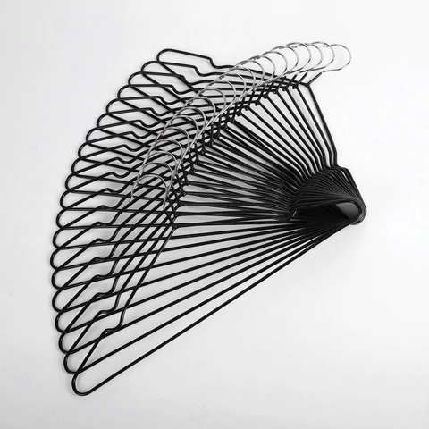 Вешалки-плечики для одежды, размер 48-50, металл, антискользящие, КОМПЛЕКТ 20 шт., черные, BRABIX PREMIUM, 608468 - МСК «Форвард»