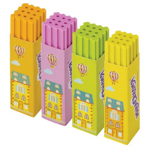Ластик большой ЮНЛАНДИЯ "Башенки", 64х15х15мм, цвет ассорти, картонный держатель, 228719